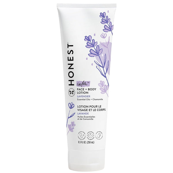 The Honest Company Hydrating Face + Body Lotion - Fast Absorbing Naturally Derived Hypoallergenic | Lavender Calm 8.5 fl oz