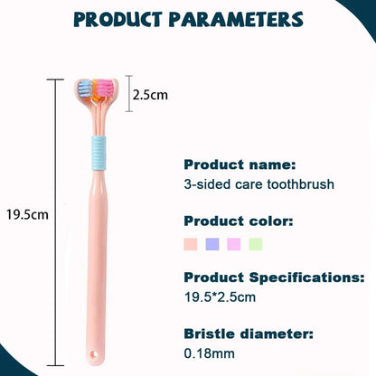 Three-Sided Soft Bristle Toothbrush for Adults